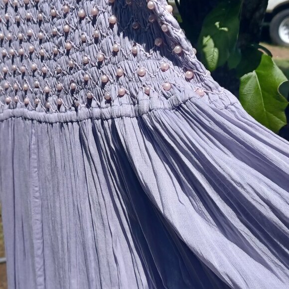 VTG FUN TOP Women's Size M Lavender Maxi Dress w/ Smocked top and fluttery skirt - Picture 10 of 10